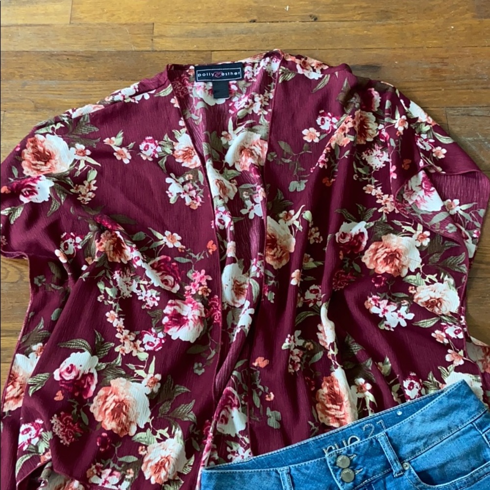 Red flowered shawl
